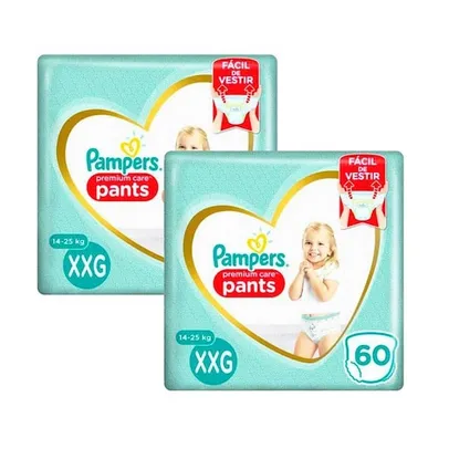 Kit 2 Fralda Descartável Pampers Premium Care Pants XXG 60 Unidades cada