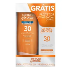 Kit Protetor Solar Cenoura E Bronze Loção Fps30 200 Ml E Facial Fps30 50g | R$16