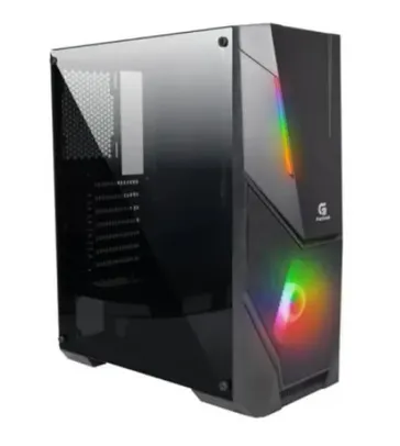 []R$ 173,66 1ª Compra] Gabinete Gamer Fortrek Black Hawk Mid Tower RGB USB 3.0 Lateral Acrílico - Preto