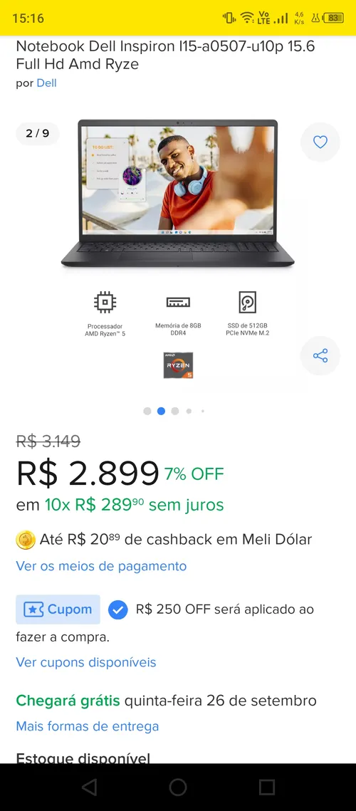 Imagem na descrição da promoção