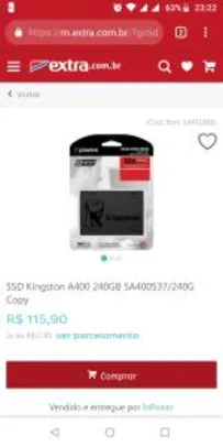 SSD Kingston A400 240GB SA400S37/240G Copy R$115