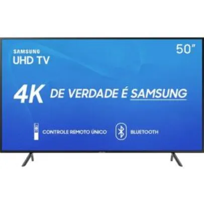 Samsung 50RU7100 Ultra HD 4K com Conversor Digital 3 HDMI 2 USB Wi-Fi Visual Livre de Cabos Controle Remoto Único e Bluetooth