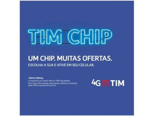 [CLIENTE OURO] Chip TIM 4G Pré pago/controle | R$3,25