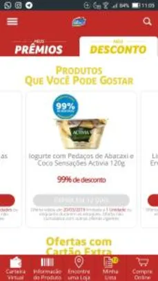 99% de desconto no Iogurte com pedaços de abacaxi e coco Activia 120g no Clube Extra