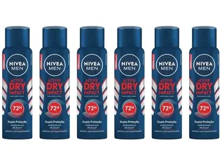 6 Unidades Desodorante Antitranspirante Aerossol Nivea - Dry Impact Masculino 150ml 