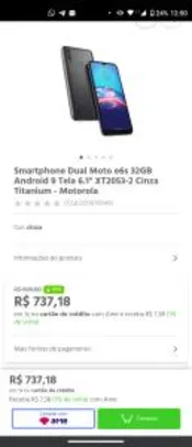 Smartphone Motorola Moto E6S 32GB | R$737