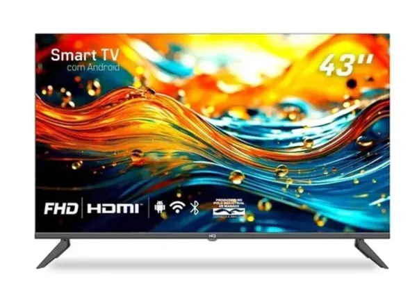 Smart TV HQ 43" Full HD tela sem bordas Android 12 design Slim HQS43NKHM