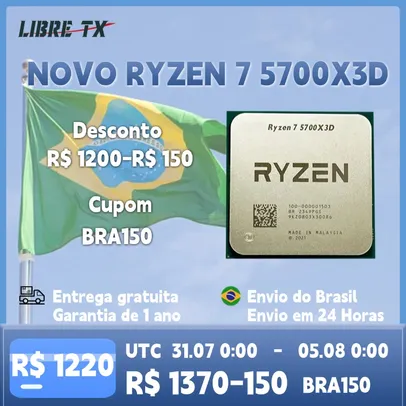 [Do Brasil] Processador Ryzen 7 5700X3D CPU para Jogos Soquete AM4, Estoque no Brasil