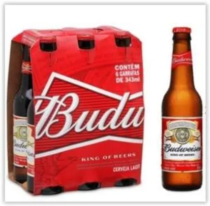 [Empório da Cerveja] Budweiser 343ml - Caixa com 6 unidades por R$ 15