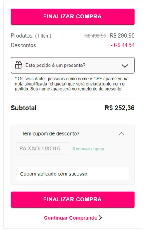 Imagem na descrição da promoção