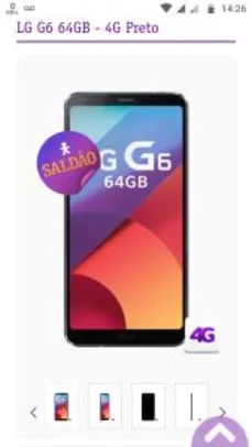 [MG] LG G6 64GB/4GB - 4G Astro black H870I + Vivo Controle - 3GB R$ 49,90/ Mês