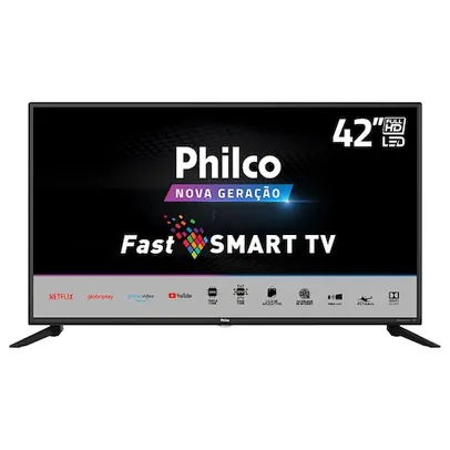 Smart TV LED 42” Full HD Philco PTV42G70N5CF com Processador Quad Core, GPU Triple Core, Dolby Audio, Mídia Cast, Wi-Fi, HDMI e USB