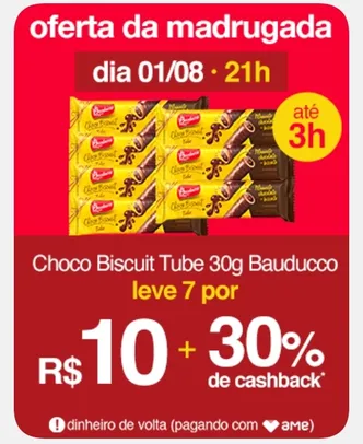 (APP | AME 7) 7 Unid - Biscoito Bauducco Choco Biscuit Tube Chocolate 30g