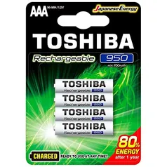 Pilha Recarregável AAA 1,2V 950mAh TNH3GAE TOSHIBA (Cartela com 4 unid.)