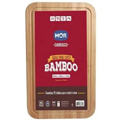 (Frete Gratis Prime) Tábua Para Corte Bamboo 50cm X 30cm Mor - Grande