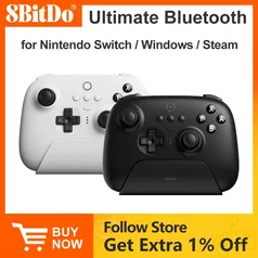 Controle 8BitDo Ultimate versão Bluetooth com Dock - Compatível com Nintendo Switch e PC - Duas core