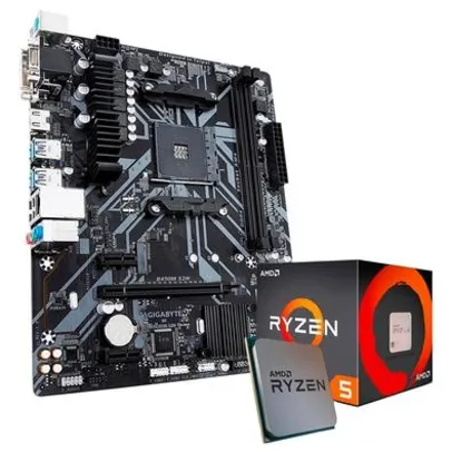 Kit Processador AMD Ryzen 5 1600 + Placa-Mãe Gigabyte B450M S2H R$1182