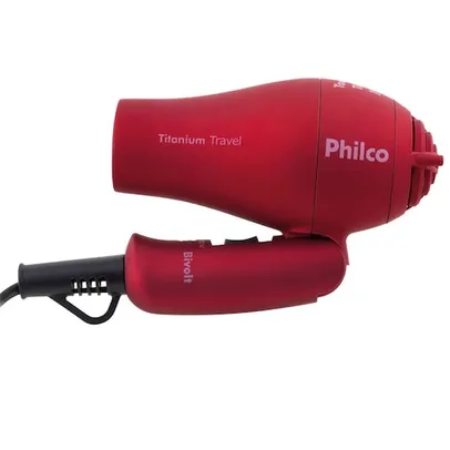 Secador de Cabelos Philco Titanium Travel Vermelho 1000W - Bivolt