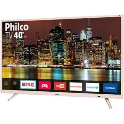 Smart TV LED 40" Philco Ptv40e60snc Full HD com Conversor Digital 2 HDMI 2 USB Wi-Fi Closed Caption - Champanhe
