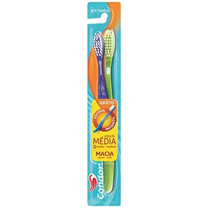 (Prime+Recorrência) Escova Dental Kit Família, Condor, Multicor | R$2,20