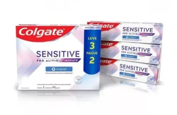 Kit Pasta de Dente Colgate Sensitive Pro-Alívio Imediato - 3 unidades 90g cada