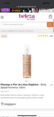 Body Splash Feminino 100ml - Orgânica