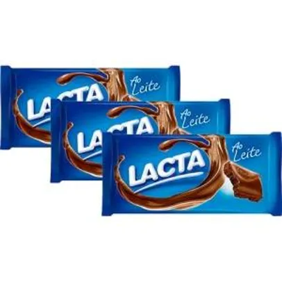 [Americanas] Kit com 3 Chocolates Lacta ao Leite 150g por R$13