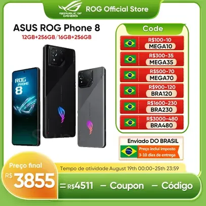 [Do Brasil] Smartphone ASUS ROG Phone 8 com Snapdragon 8, 5G, Tela de 6,78" com 165Hz e NFC