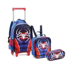 Mochilete Aranha Azul + Estojo + Lancheira - Seanite - R$149