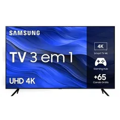 Smart TV 65 Polegadas Samsung UHD 4K, 3 HDMI, 1 USB, Bluetooth, Wi-Fi, Gaming Hub, Tela sem limites, Alexa built in - UN65CU7700GXZD