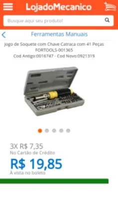 [Loja do Mecânico] Jogo de Soquete com Chave Catraca com 41 Peças  por R$ 20