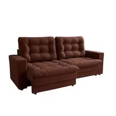 Sofá 3 Lugares Retrátil Lubeck Plush Suede Marrom