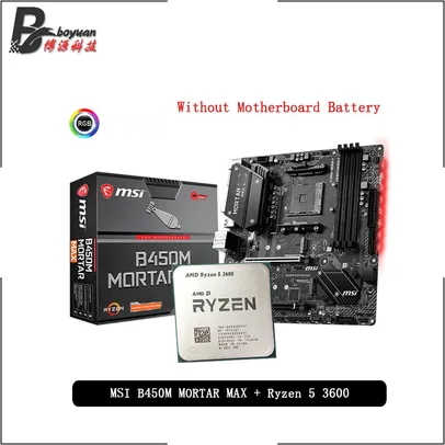 Placa-mãe MSI B450m Mortar Max AM4 + Ryzen 5 3600