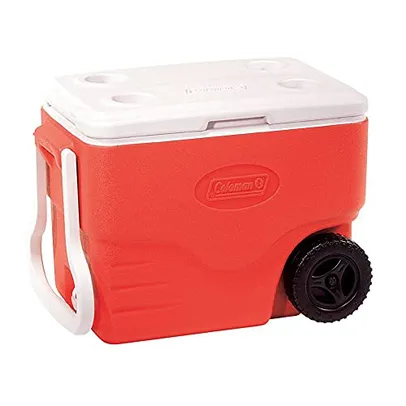 Caixa Térmica com rodas 40 QT (38 L), 59 Latas, Coleman, vermelho