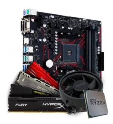 Kit upgrade, Ryzen 5 3500 3.6GHz + placa mãe Asus B450M AMD AM4 + memória DDR4 16GB 2666MHz