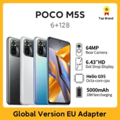  [ Taxa Inclusa ] Celular Smartphone Xiaomi Poco M5S 256 GB ROM | 8 GB RAM, NFC 64MP AI Quad Camera 6.43" Versão Global