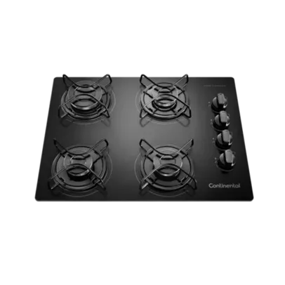 Cooktop 4 Bocas Continental a Gás de Vidro  Temperado Preto (KC4GP)