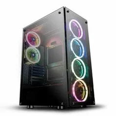 GABINETE GAMER AIGO DARKFLASH PHANTOM PRETO LATERAL/FRONTAL VIDRO R$570