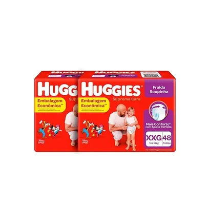 Kit com 2 Fraldas Huggies Roupinha Supreme Care XXG 48 Unidades