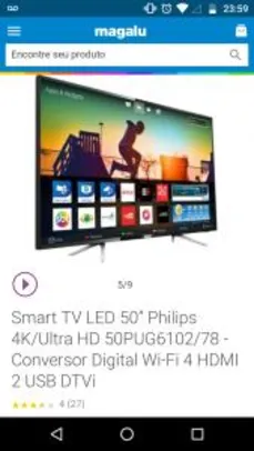 Smart TV LED 50” Philips 4K/Ultra HD 50PUG6102/78 - R$ 1899