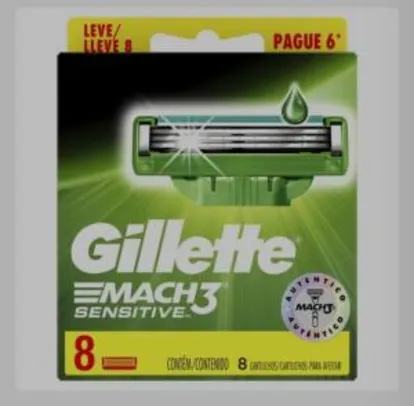 Carga Gillette Mach3 Sensitive 8 Unidades R$43