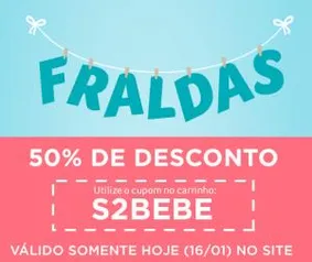 Fraldas com 50% OFF no Pão de Açúcar (e-commerce)