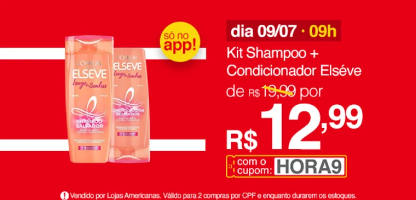 Saindo por R$ 13: |Ame-12|[App] - Kit Shampoo + Condicionador Elseve Vários Aromas por R$13 | Pelando