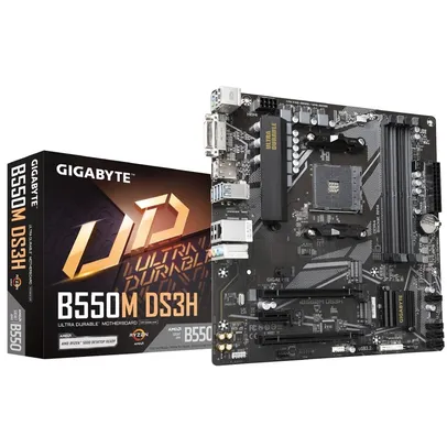 Placa Mãe Gigabyte B550M DS3H, AMD AM4, Micro ATX, DDR4