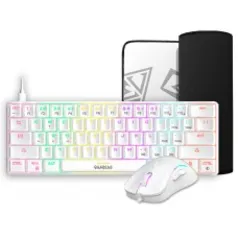 Combo Gamer Gamdias HERMES E4 3 Em 1, Rainbow, Teclado Mecânico, Mouse 12800DPI, Mousepad, White