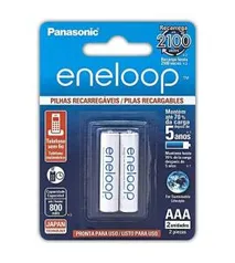 [PRIME] Pilha Recarregável Eneloop AAA (Palito), Panasonic, 2 UNID. | R$39,90