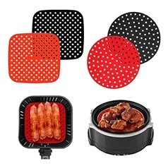 Forro de Silicone Para Fritadeira Airfryer 19cm Quadrado E Redondo Reutilizável, Antiaderente Limpeza Facil e Muito Resistente (Vermelho Quadrado)