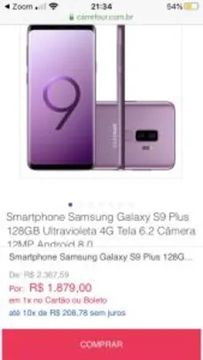Samsung Galaxy S9 Plus 128GB Ultravioleta - R$1879