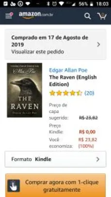 Livro O corvo de Edgar Allan Poe (inglês)