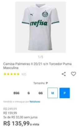 Camisa Palmeiras II 20/21 Puma Masculina | R$136